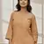 Wobeige cambric cotton yoga kurta with front open design & three quarter sleeves