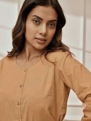 Wobeige cambric cotton yoga kurta with front open design & three quarter sleeves 2