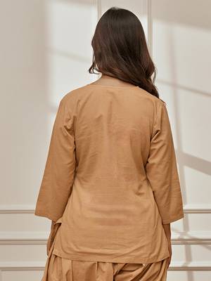 Wobeige cambric cotton yoga kurta with front open design & three quarter sleeves 4
