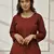 Womaroon cambric cotton yoga kurta with front open design & three quarter sleeves