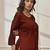 Women's maroon cambric cotton yoga kurta with front open design & three quarter sleeves