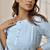 Women's aqua cambric cotton yoga kurta with round neck & three quarter sleeves