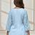 Women's aqua cambric cotton yoga kurta with round neck & three quarter sleeves