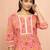 Women's pink floral print cotton kurta - designer rakhi outfit round neck ethnic dress