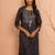 Women's navy blue patola print foil kurta - traditional raksha bandhan digital print ethnic dress