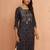 Women's navy blue patola print foil kurta - traditional raksha bandhan digital print ethnic dress