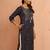 Women's navy blue patola print foil kurta - traditional raksha bandhan digital print ethnic dress
