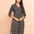 Women's navy blue kalamkari print cotton kurta - raksha bandhan special ethnic wear three quarter sleeve