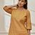 Women's dusty saffron linen cotton yoga kurta with button closure & three quarter sleeves