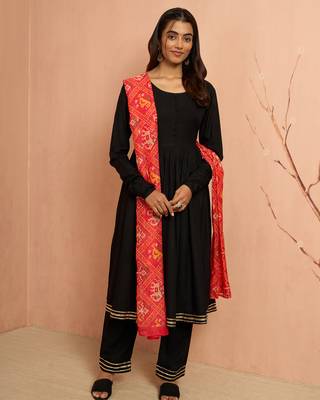 Woblack rayon anarkali kurta set - elegant raksha bandhan traditional festive wear 3