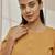 Women's dusty saffron linen cotton yoga kurta with button closure & three quarter sleeves