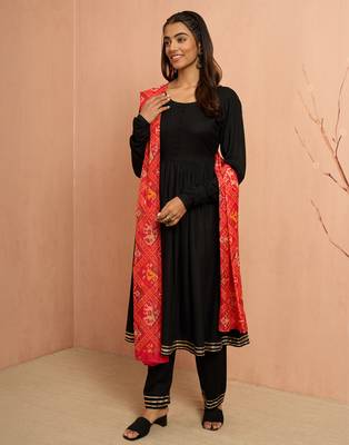 Woblack rayon anarkali kurta set - elegant raksha bandhan traditional festive wear 4