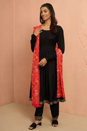 Woblack rayon anarkali kurta set - elegant raksha bandhan traditional festive wear