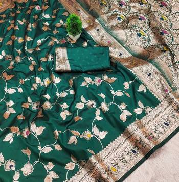 Green Color Banarasi Silk Meenakari Design Saree 2