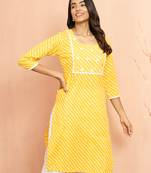 Woyellow lehariya print embroidered kurta - raksha bandhan thread work ethnic dress