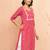 Women's red lehariya print embroidered kurta - traditional raksha bandhan thread work ethnic dress