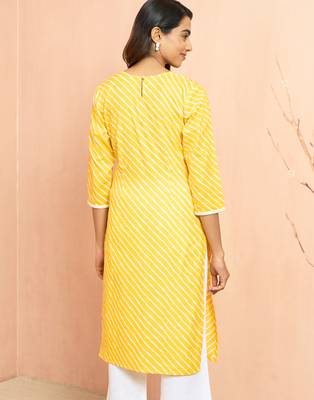 Woyellow lehariya print embroidered kurta - raksha bandhan thread work ethnic dress 4