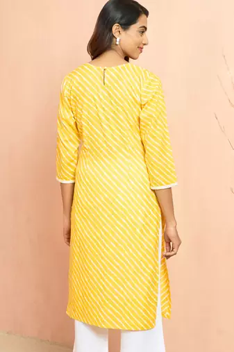 Woyellow lehariya print embroidered kurta - raksha bandhan thread work ethnic dress