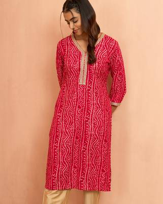 Wofalsa bandhani foil print kurta - unique raksha bandhan digital print ethnic wear 1