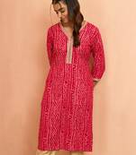 Wofalsa bandhani foil print kurta - unique raksha bandhan digital print ethnic wear