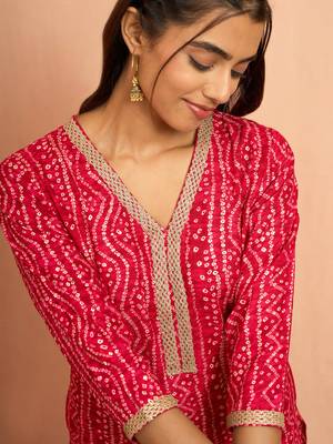 Wofalsa bandhani foil print kurta - unique raksha bandhan digital print ethnic wear 2