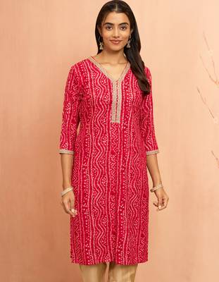 Wofalsa bandhani foil print kurta - unique raksha bandhan digital print ethnic wear 3
