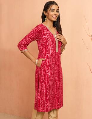 Wofalsa bandhani foil print kurta - unique raksha bandhan digital print ethnic wear 4