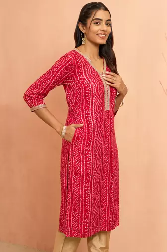 Wofalsa bandhani foil print kurta - unique raksha bandhan digital print ethnic wear