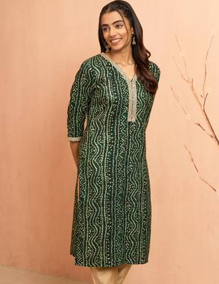 Wogreen bandhani foil print kurta - festive raksha bandhan digital print ethnic wear 2