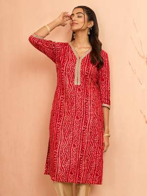 Wored bandhani foil print kurta - raksha bandhan digital print rayon ethnic dress 1
