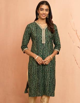 Wogreen bandhani foil print kurta - festive raksha bandhan digital print ethnic wear 3