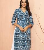 Woblue cotton batik kurta - traditional rakhi outfit with geometric print ethnic dress