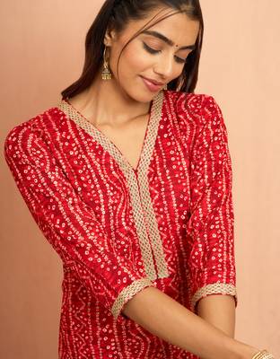 Wored bandhani foil print kurta - raksha bandhan digital print rayon ethnic dress 2