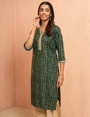 Wogreen bandhani foil print kurta - festive raksha bandhan digital print ethnic wear 4