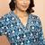 Women's blue cotton batik kurta - traditional rakhi outfit with geometric print ethnic dress