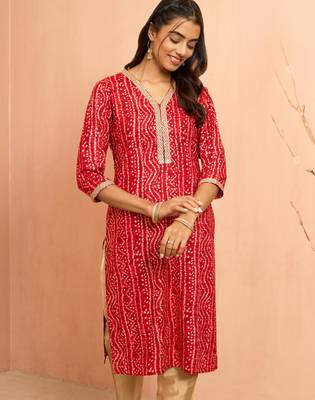 Wored bandhani foil print kurta - raksha bandhan digital print rayon ethnic dress 3