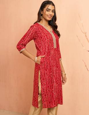 Wored bandhani foil print kurta - raksha bandhan digital print rayon ethnic dress 4