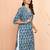 Women's blue cotton batik kurta - traditional rakhi outfit with geometric print ethnic dress