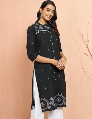 Woblack jamdani jacquard kurta - rakhi special traditional cotton ethnic dress 1