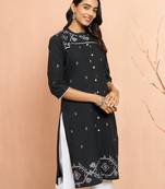 Woblack jamdani jacquard kurta - rakhi special traditional cotton ethnic dress