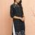 Women's black jamdani jacquard kurta - rakhi special traditional cotton ethnic dress