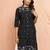 Women's black jamdani jacquard kurta - rakhi special traditional cotton ethnic dress
