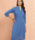 Woblue cotton lurex dobby kurta - glamorous rakhi metallic pattern ethnic dress