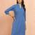 Women's blue cotton lurex dobby kurta - glamorous rakhi metallic pattern ethnic dress