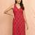 Women's red floral print kurta - sleeveless raksha bandhan cambric cotton ethnic top
