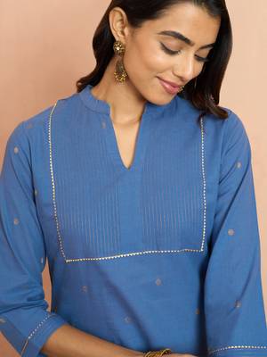 Woblue cotton lurex dobby kurta - glamorous rakhi metallic pattern ethnic dress 2