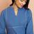 Women's blue cotton lurex dobby kurta - glamorous rakhi metallic pattern ethnic dress