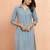 Women's grey cotton dobby kurta - modern raksha bandhan geometric pattern ethnic wear