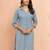 Women's grey cotton dobby kurta - modern raksha bandhan geometric pattern ethnic wear
