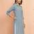 Women's grey cotton dobby kurta - modern raksha bandhan geometric pattern ethnic wear